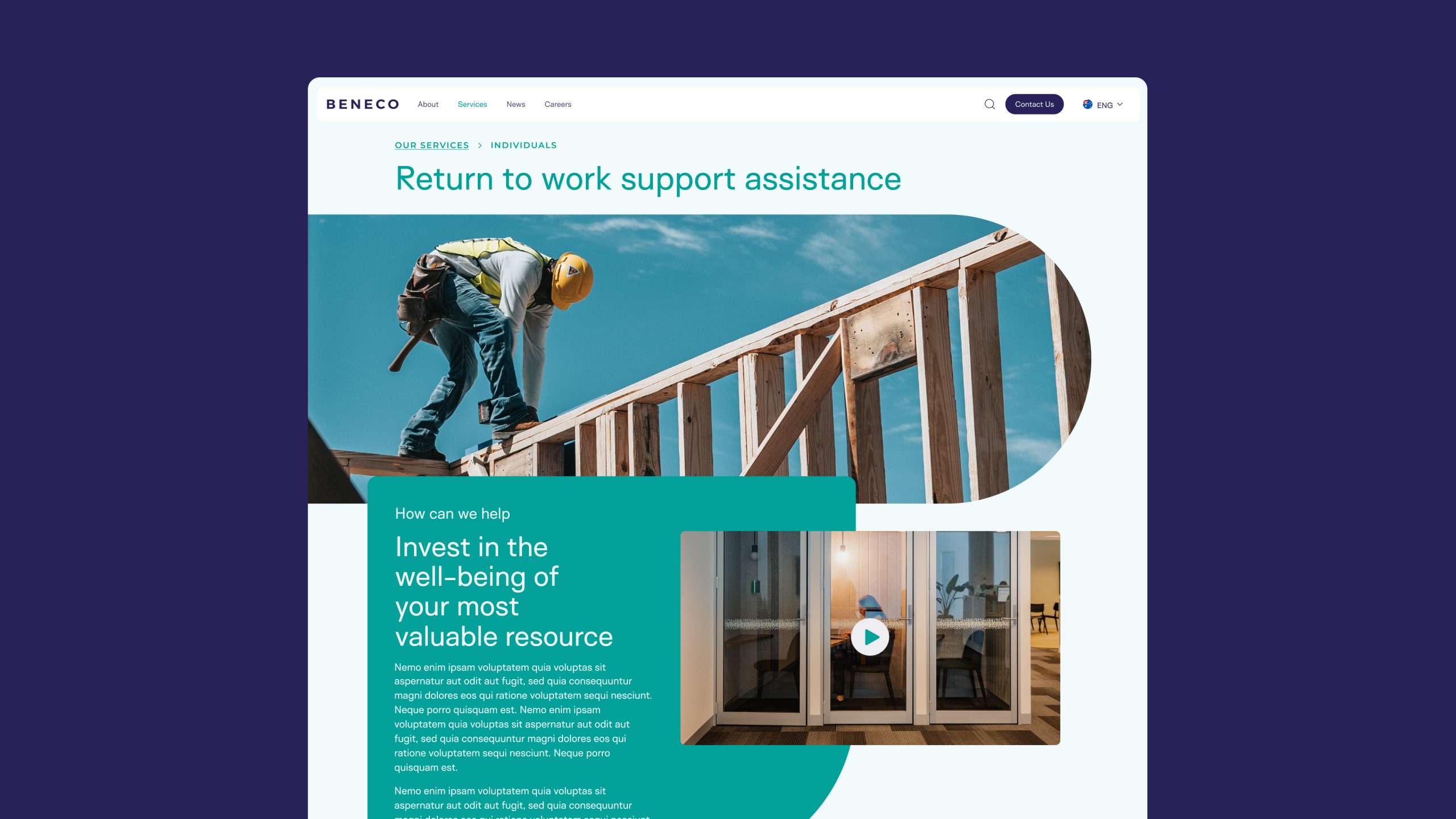 Beneco desktop page design